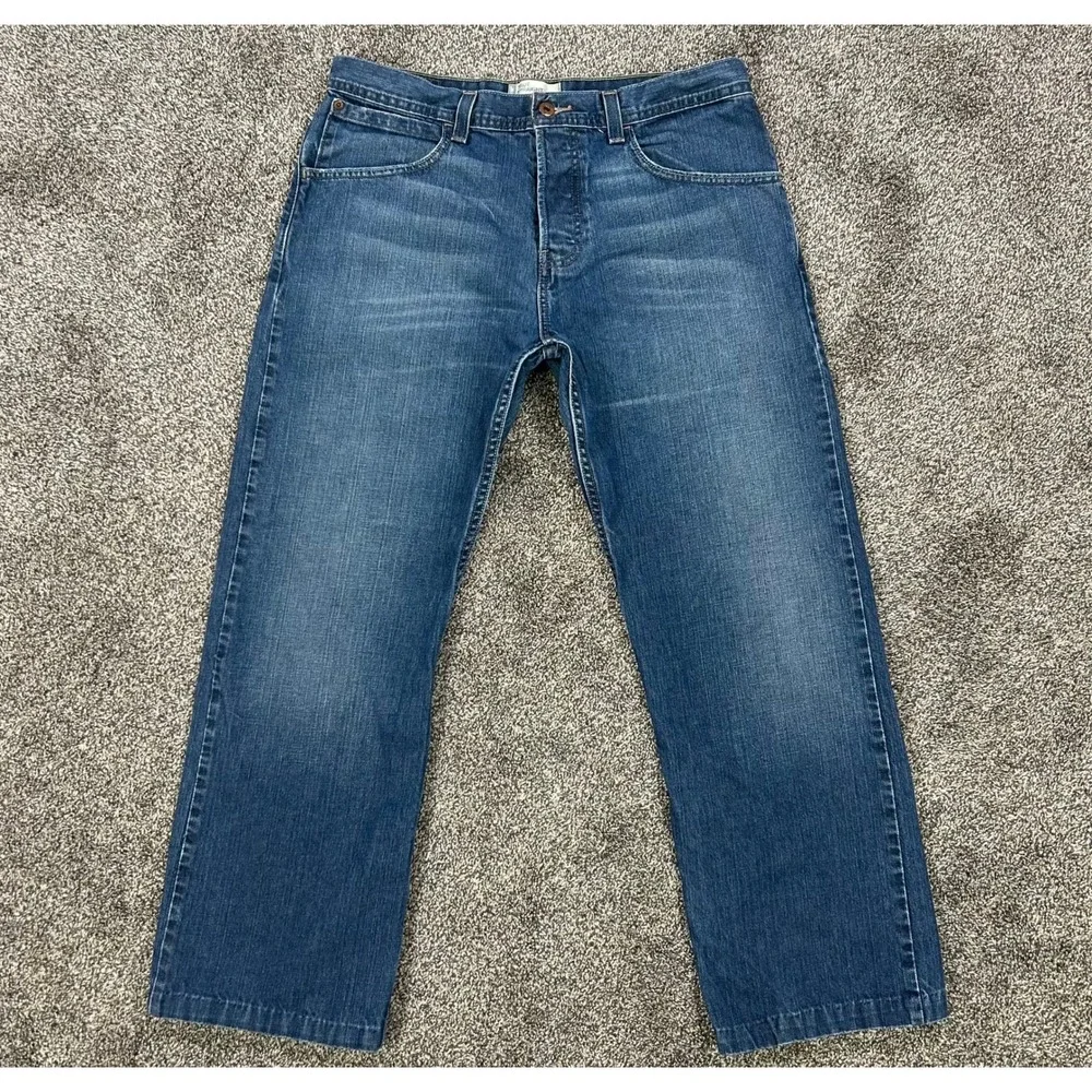 Levis Silvertab Mens 34x34 True Straight Medium Wash Blue Denim Jeans Fits 36x27